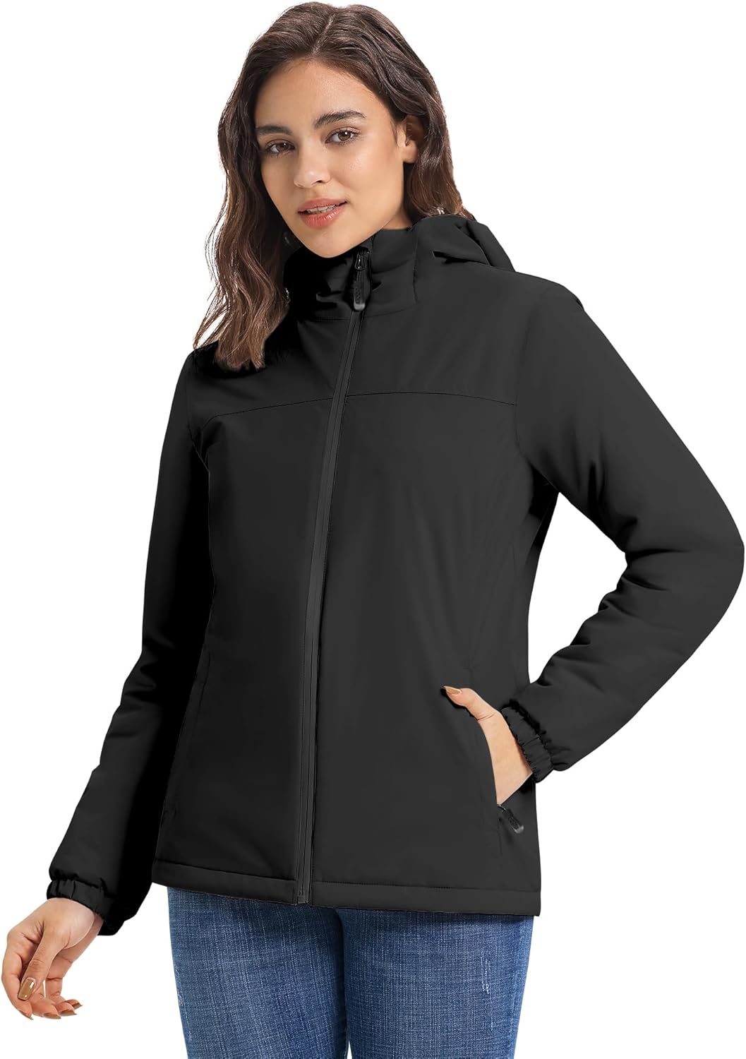 33,000ft Women's Fleece Lined Rain Jackets Waterproof Lightweight Warm Raincoats for Hiking Travel Skiing Windbreaker - Image 7