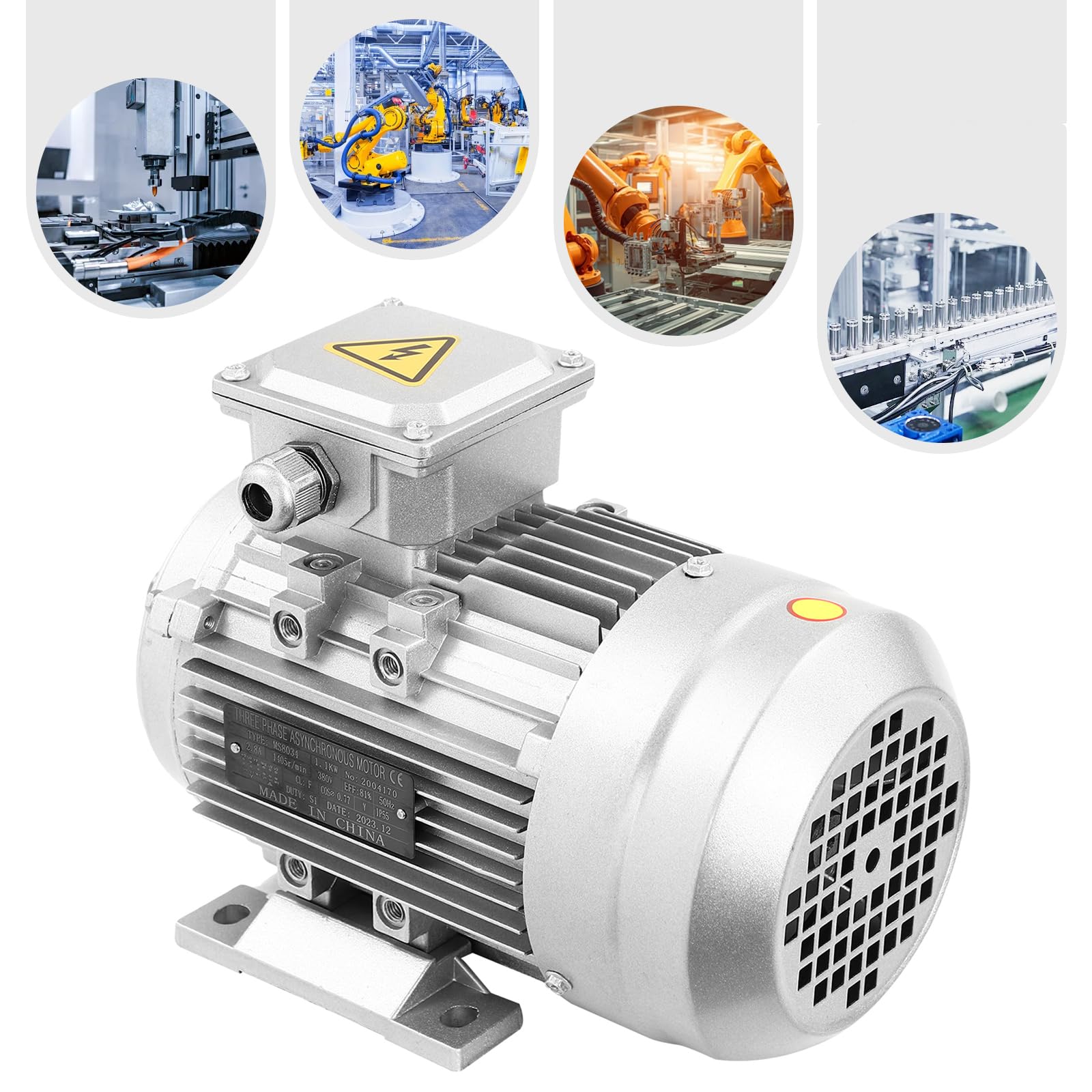 1,1 kW, 1405 obr./min, trójfazowy silnik cewkowy z czystej miedzi, silnik elektryczny, 3-częściowy silnik elektryczny, klasa ochrony IP55, średnica trzonka 19 mm, do wentylatorów, pomp, obrabiarek