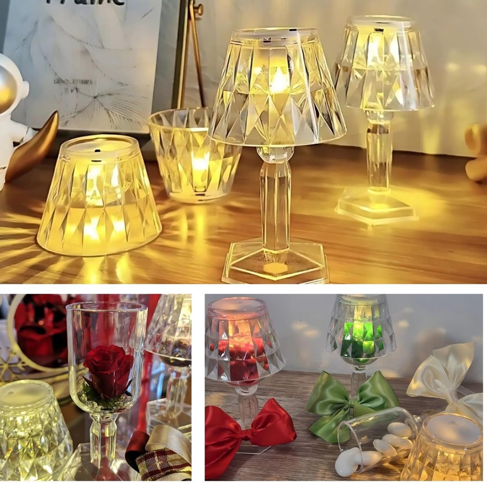 Ingrosso e Risparmio Bomboniera Lampada Luce LED in Plex Portaconfetti Lume Bomboniera Evento Laurea Diciottesimo Matrimonio Arredo Design Completo Economico (Kit da 12 pz.)