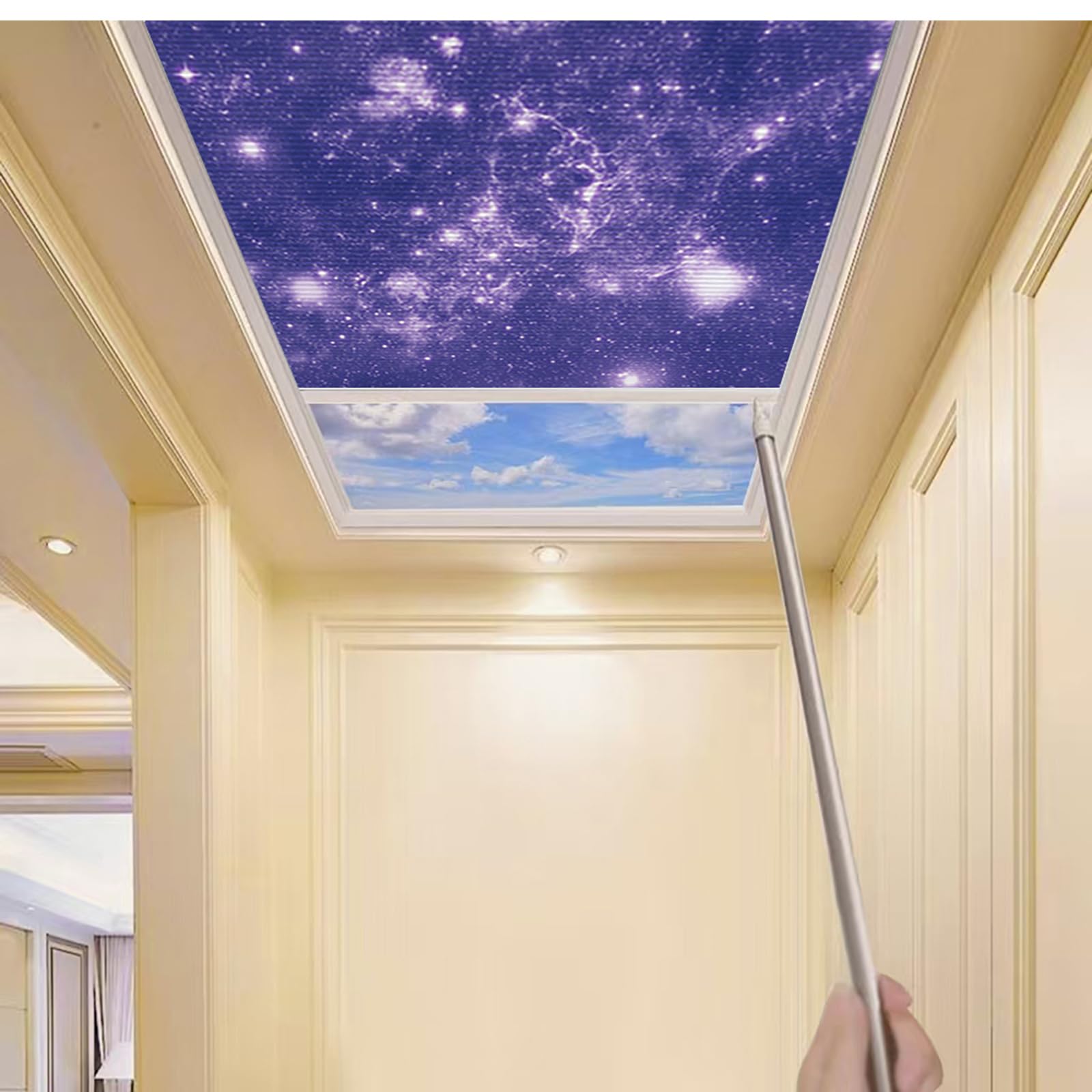TIPIACE Manual Skylight Roof Window Cellular Honeycomb Full Blackout Waterproof Fabric Curtain Blinds，Light Blocking Thermal Insulation Blinds for Skylight (Starry Blue 93021J)