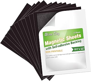 STONE CITY Magnetic Sheets 8.5x11 Inch, 12 Pack Magnet Sheets with Adhesive, Cuttable and Flexible for Crafts, Photos, Fridge