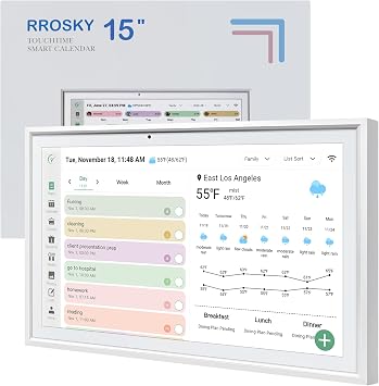 WiFi Digital Calendar Smart Family Planner,Chore Charts, Achievement Rewards, AI Meal Planning, Smart Touchscreen Interactive Display for Schedules and Cloud Photo Desk Bases, Gifts for Women Men, Gifts for Mom Dad, 15.6 White
