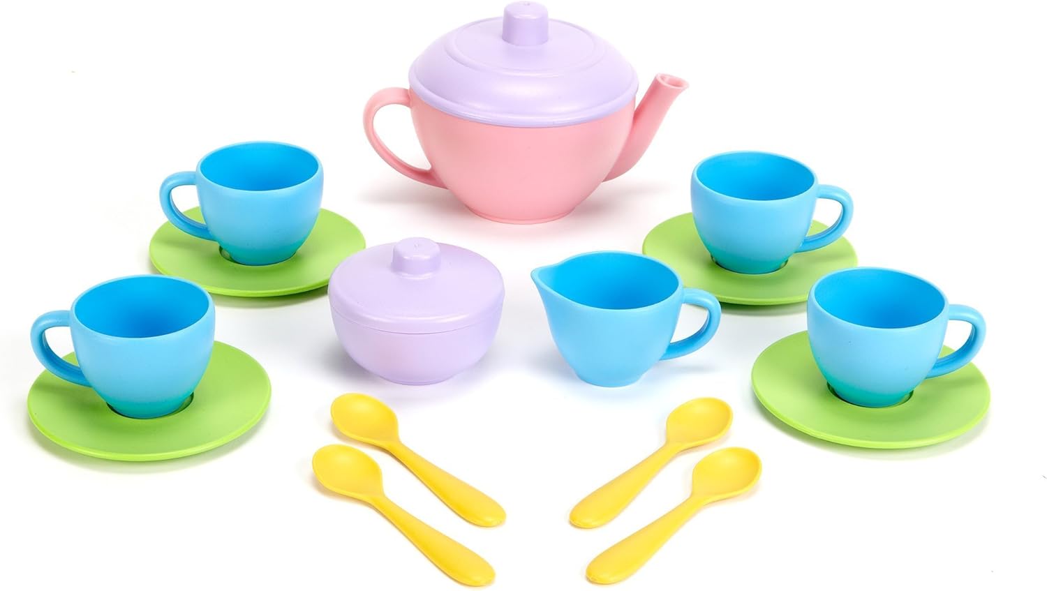 Green Toys Tea Set - BPA / Phthalates Free Play Toys for Gross Motor, Fine Skills Development. Kitchen Toys