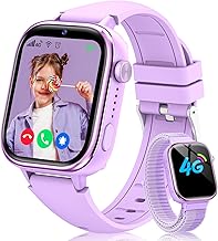 Sanorum 4G Montre Connectée Enfant, Étanche IP68 Smartwatch Téléphone Enfant avec GPS, Appel, Fonction SOS, Appel Vidéo, Mode Classe, Podomètre, Appareil Photo, Réveil pour Filles et Garçons Violet