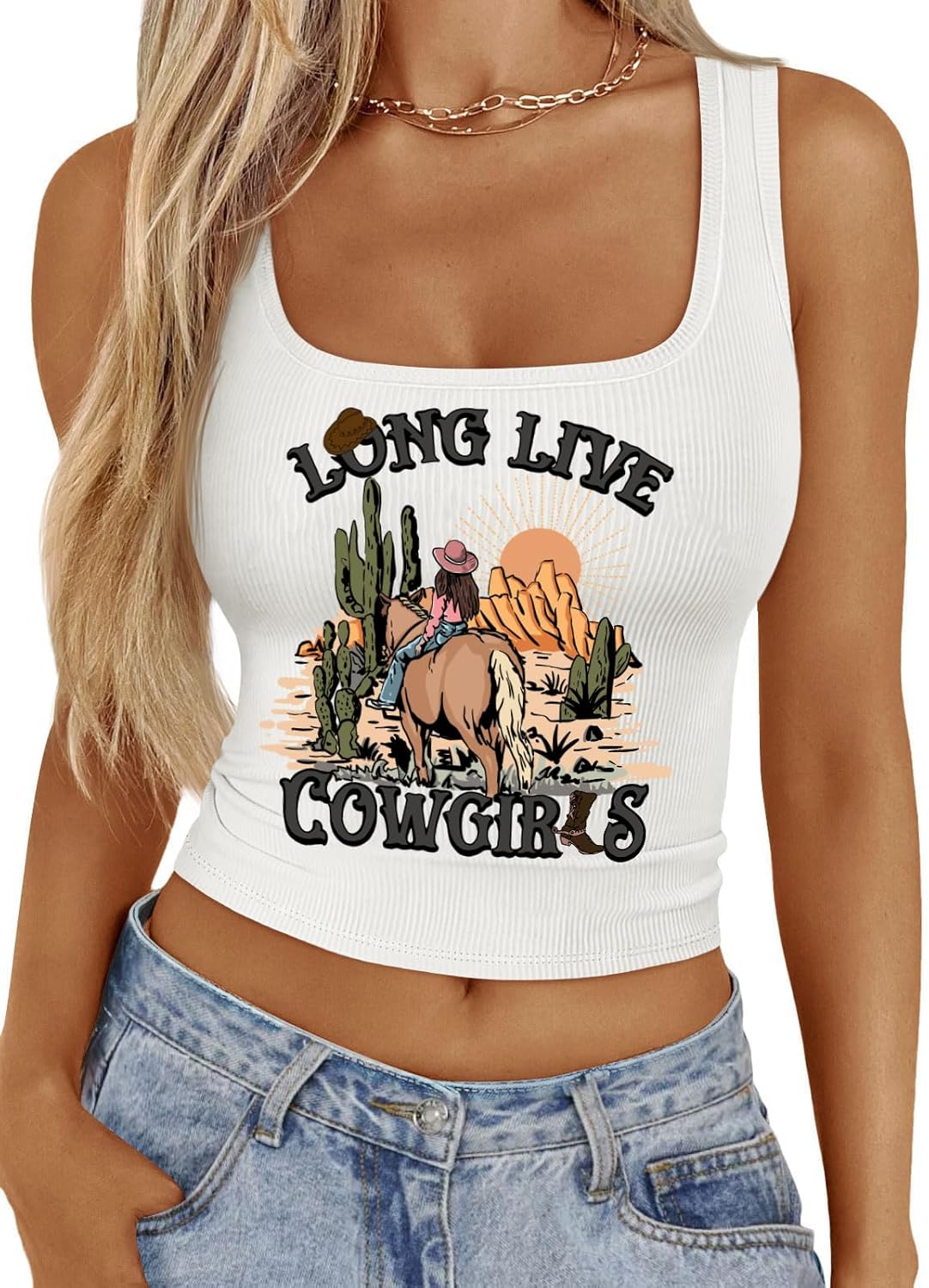 Sleeveless Cowgirl Crop Top for Women Summer Western Tank Tops Rodeo Cowboy Graphic Shirts Chic Country Concert Outfit