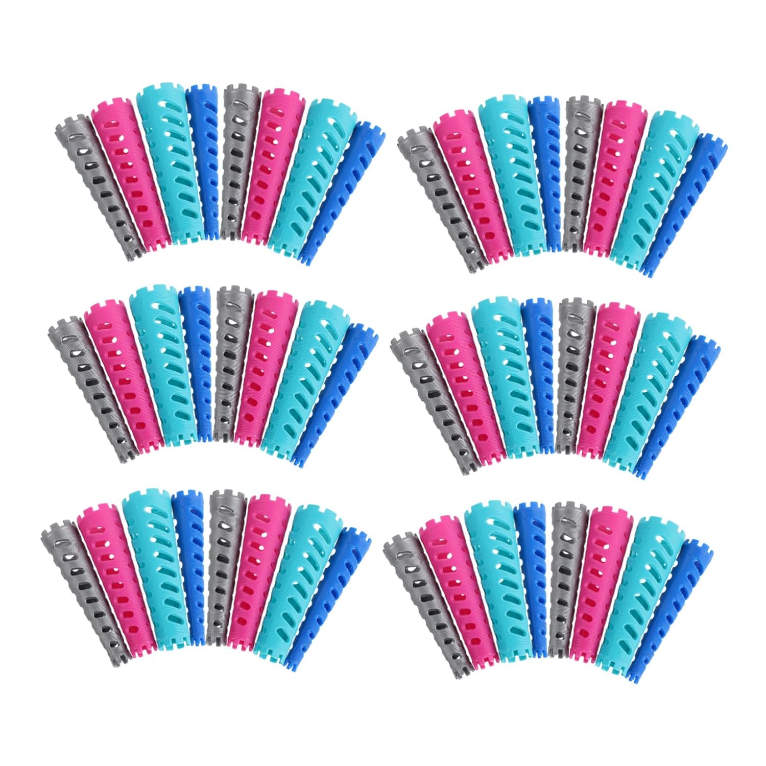 48pcs Spiral Curling Perm Rods for Tight Curls, Plastic Hair Perming Tools with Trumpet Arc Shape, Compatible with Cold Wave Lotions, Sturdy Design for Home and Teaching Sessions