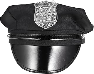 Beaupretty Cosplay Hats Police Hat Cop Hat Captain Hat Realistic Officer Police Hat Stage Performance Cap for Halloween Cosplay Black Police Hats Props