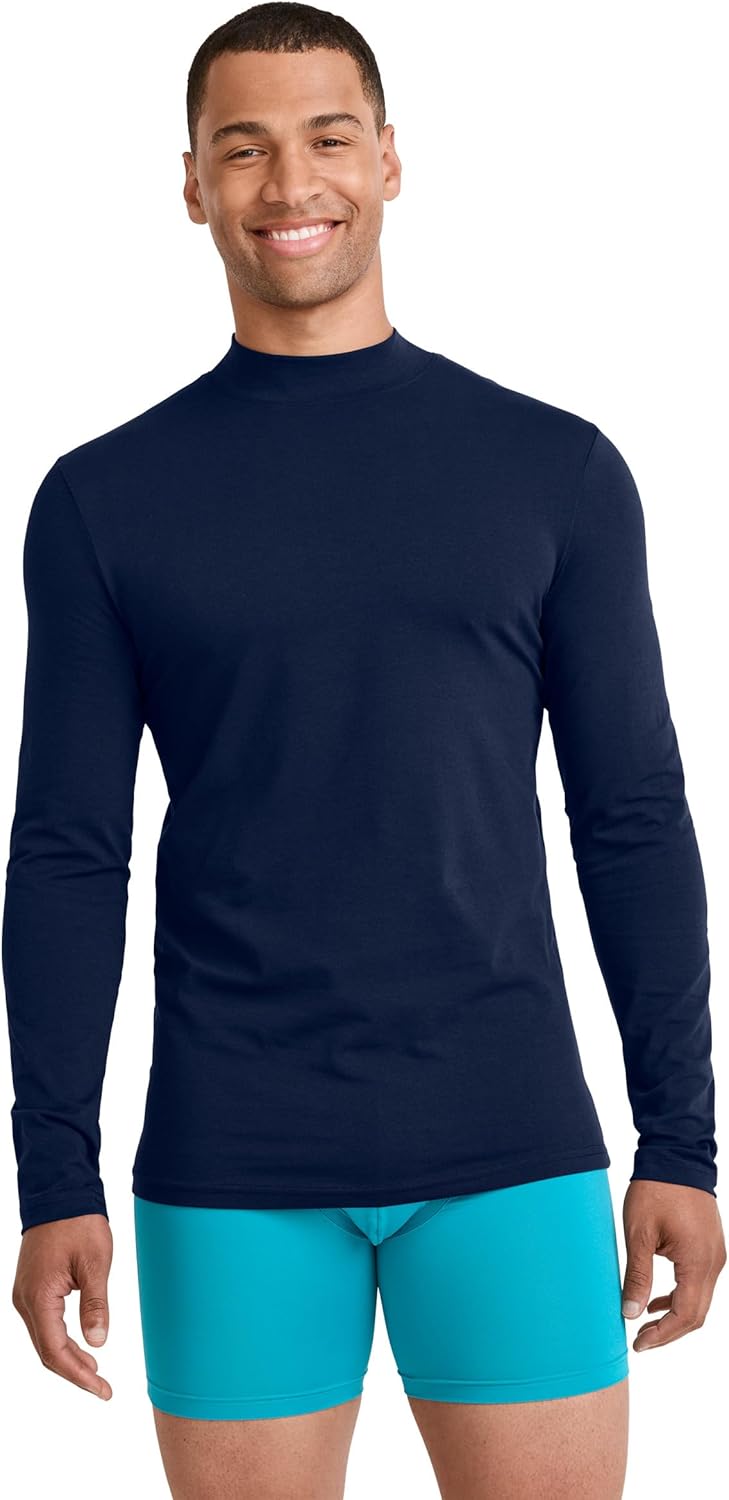Jockey Men's Baselayer Cotton Stretch Long Sleeve Mock Neck Tee