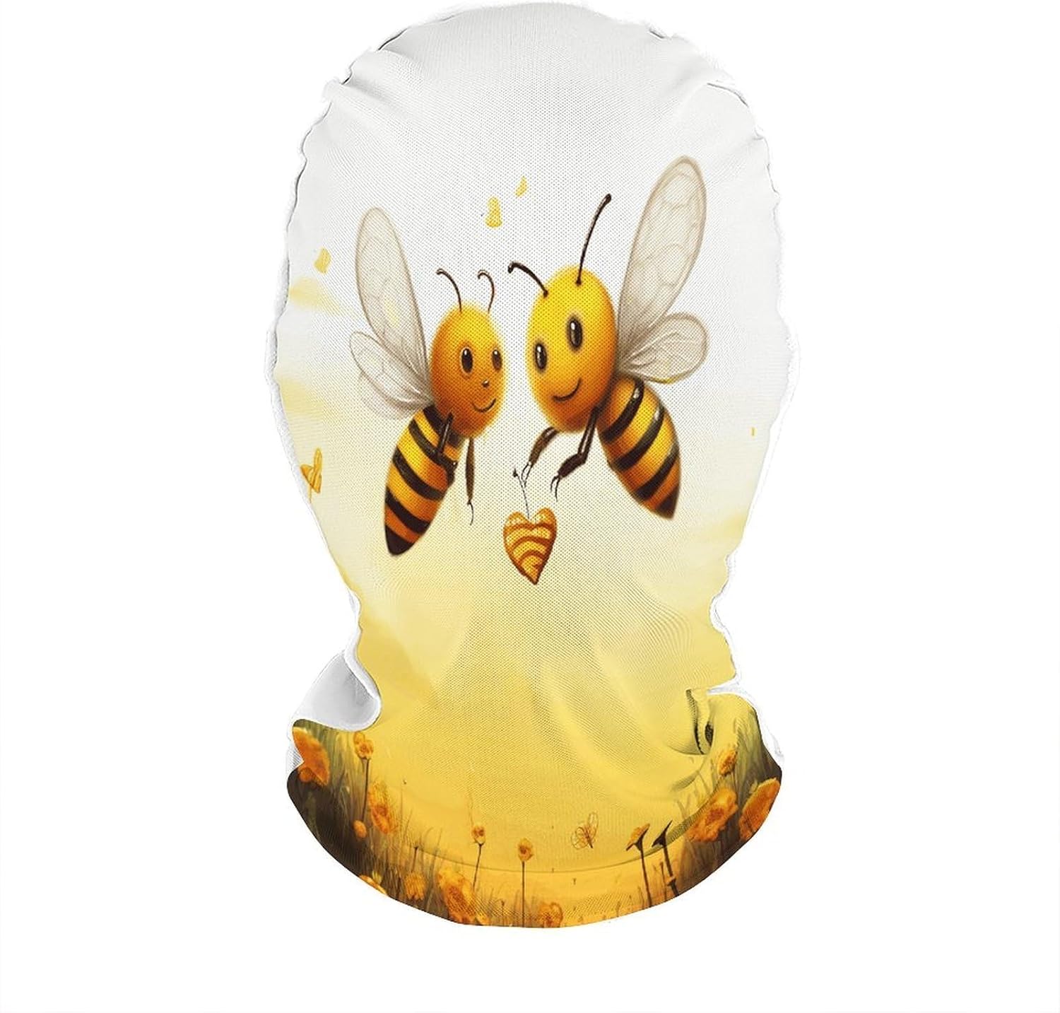 Bee Love Honey Balaclava Mesh Print Funny Face Mask Breathable Ski Masks Personalized Sun Protection Full Face Covers Neck Gaiter Windproof Head Masks for Pranks&Outdoor