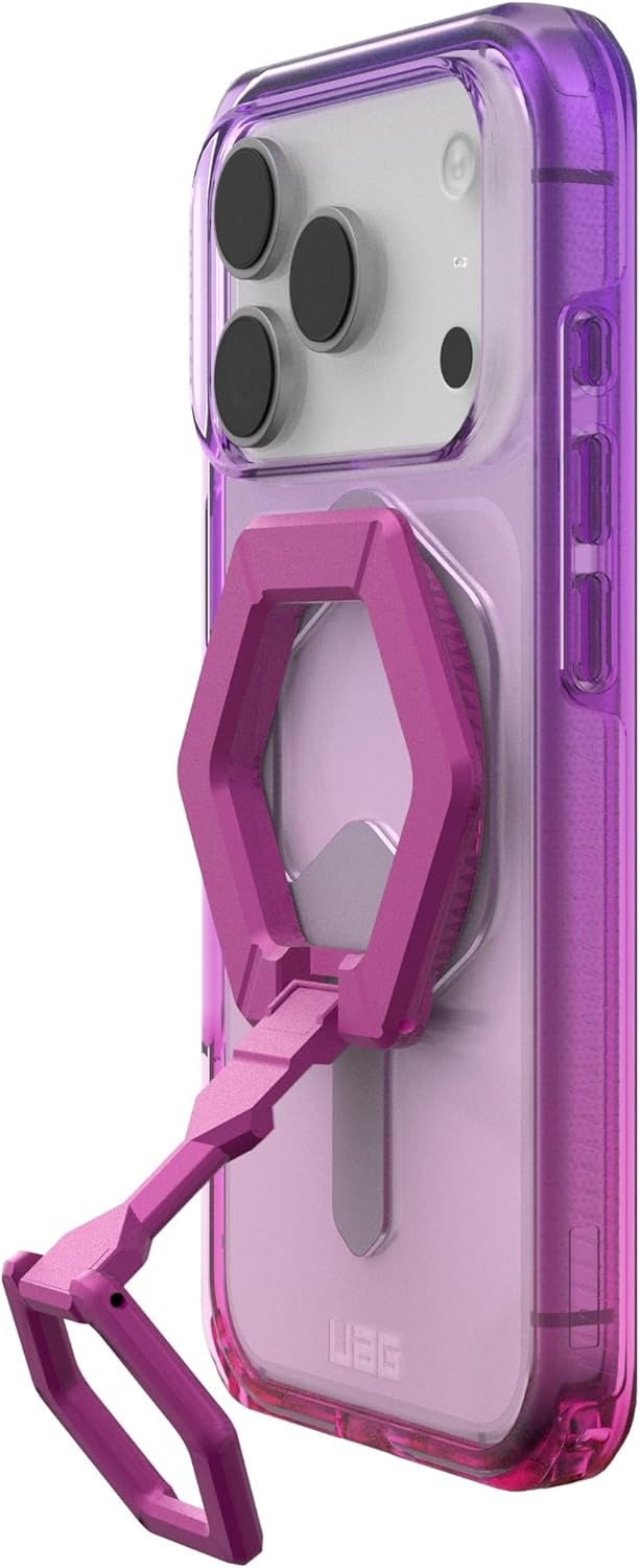 URBAN ARMOR GEAR UAG Designed for iPhone 17 Pro Case 6.3" Plyo Compatible with MagSafe Anti-Yellowing Transparent Protective Cover Bundle with Magnetic Ring Stand (Purple Pink Ombré + Orchid Pink)
