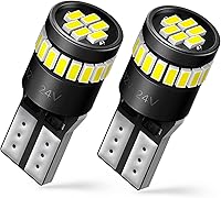AUXITO 194 LED Bulbs 6000K White T10 W5W 168 175 2825 - 24-SMD 3014 Chips Super Bright Plug & Play for License Plate Dome Map Lights, Pack of 2
