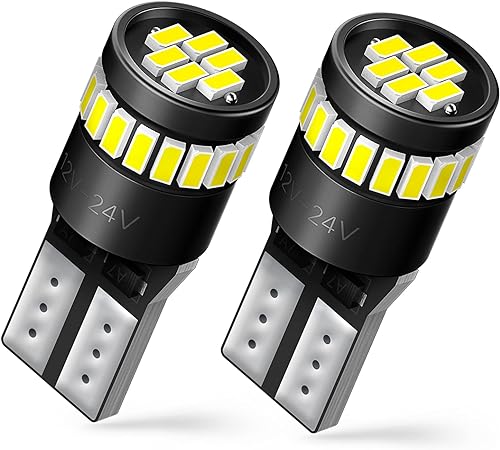 AUXITO - 194 bombillas led para luz de placa, chips 168, 175, 2825, W5W, T10, 24-SMD, 3014, 6000 K, color blanco, luces de automóvil, interiores,