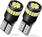 AUXITO 194 LED Bulbs for License Plate Light 168 175 2825 W5W T10 24-SMD 3014 Chipsets 6000K White for Car Dome Door Map Dash Courtesy Cargo License Plate Lights, Pack of 2