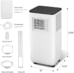 Portable air conditioner, 10000 BTU 3-in-1 cooling, dehumidifier, fan with remote control, 24H timer, LED display, sleep function for home, office, bedroom, small room (window kit and hose included)