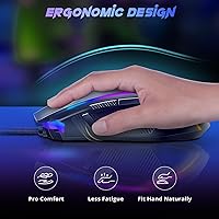 Vista 8 de Redragon Mouse para juegos, mouse para juegos con cable con retroiluminación RGB, 8000 DPI ajustable, mouse con 9 botones macro programables y botón
