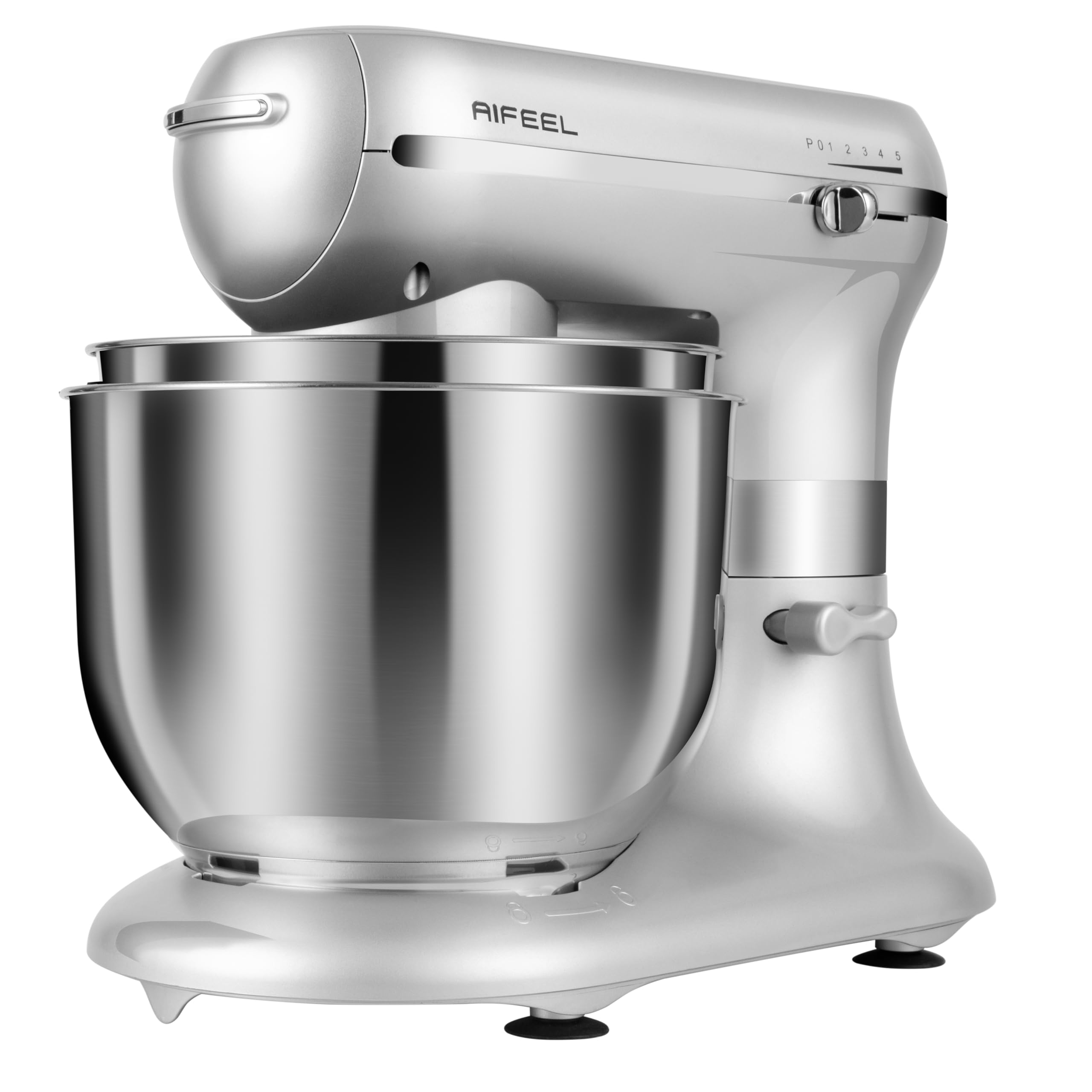 AIFEEL Stand Mixer,Electric Food Mixer with 7.5QT+5.5QT Two Stainless Steel Bowls, Tilt-Head Electric Kitchen Mixer with Dough Hook,Egg Whisk,Flat Beater,Splash Guard (Silver)