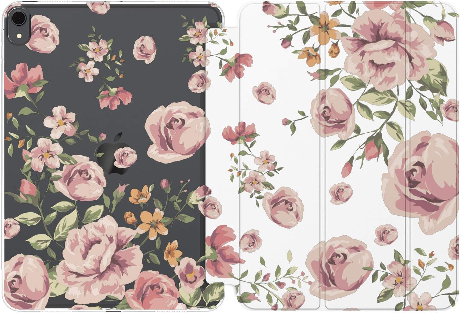 Cavka Case for Apple iPad Air 5th 2022 4th 2020 Gen 3th 10.2 12.9 Pro 11 10.5 9.7 Mini 6 5 4 3 2 1 Print Girl Painted Floral Pattern Magnetic Roses Pretty Watercolor Stand Closure Cute Design Pastel