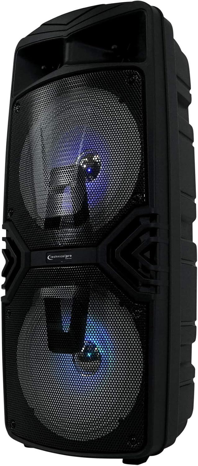 2 Technical Pro Dual 8" Wireless Rechargeable Backyard DJ Party Speakers + Mics