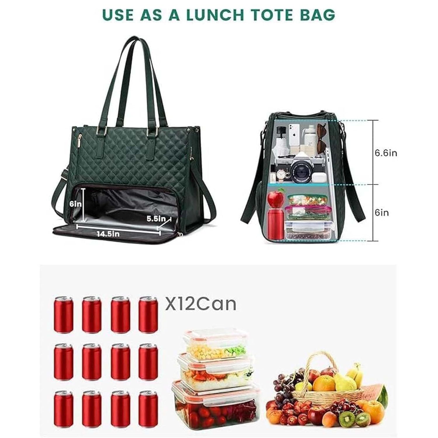 Torba Na Lunch Typu „dwa W Jednym”, Z Izolowaną Przegrodą Na Laptopa, Torba Na Lunch Biznesowy O Dużej Pojemności, Składana, Szczelna Torba Izolacyjna (Kaiqi)