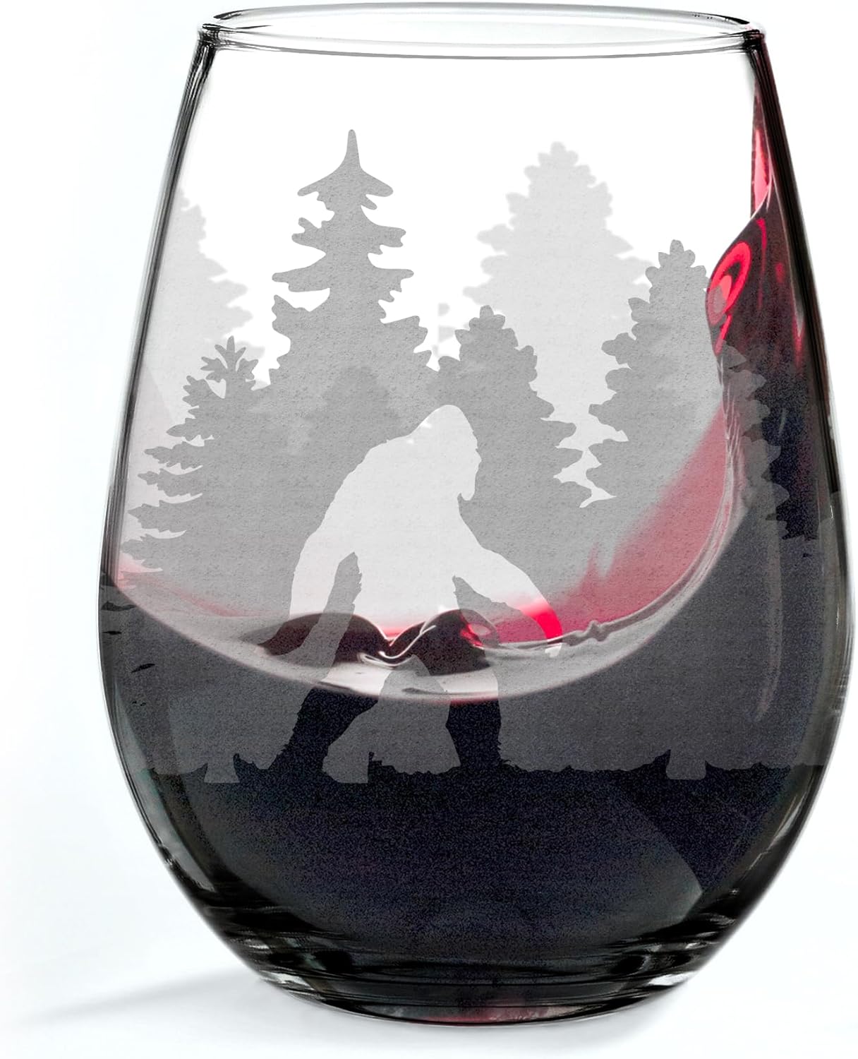 BIGFOOT In The WOODS Engraved 17oz Wine Glass | Legends Creatures Yeti Sasquatch | Dishwasher Safe | Great Wine Drinking Gift Idea!