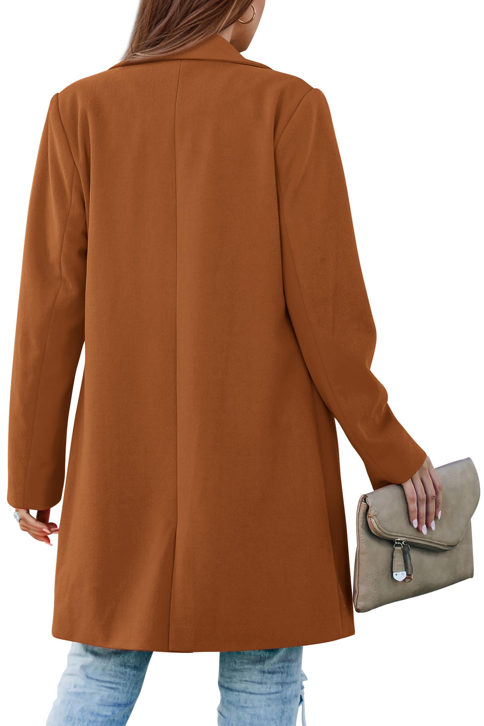 PRETTYGARDEN Women's Business Casual Long Blazer Jackets(Brown,M) view 2
