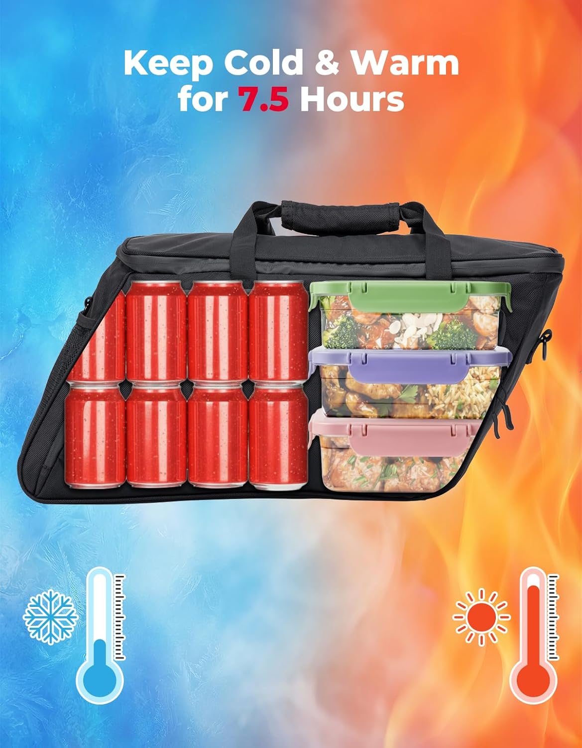 KEMIMOTO Upgraded Saddlebag Cooler Leakproof, Keeps Hot & Cold for 7.5 Hours Insulated Cooler Bag, 1680D Oxford & EVA for Touring Road Glide Street Glide Road King Tear-Resistant Camping Picnic Travel