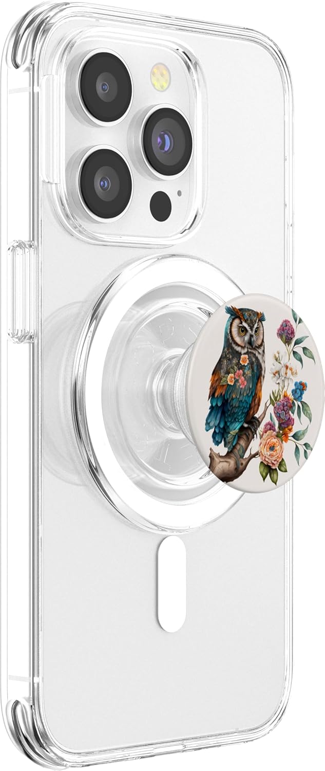 Colorful Boho Owl Floral Hippie Indie Aesthetic Art PopSockets MagSafe PopGrip for iPhone