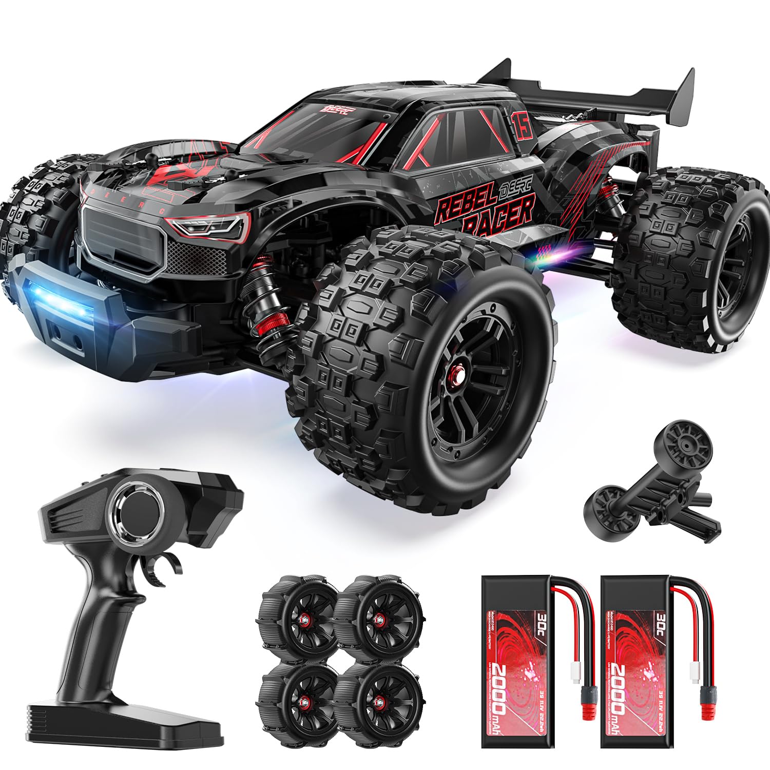 DEERC Fast Brushless RC Car for Adults 1 14 4WD Off-Road Remote Control Car Truck 46 MPH Waterproof