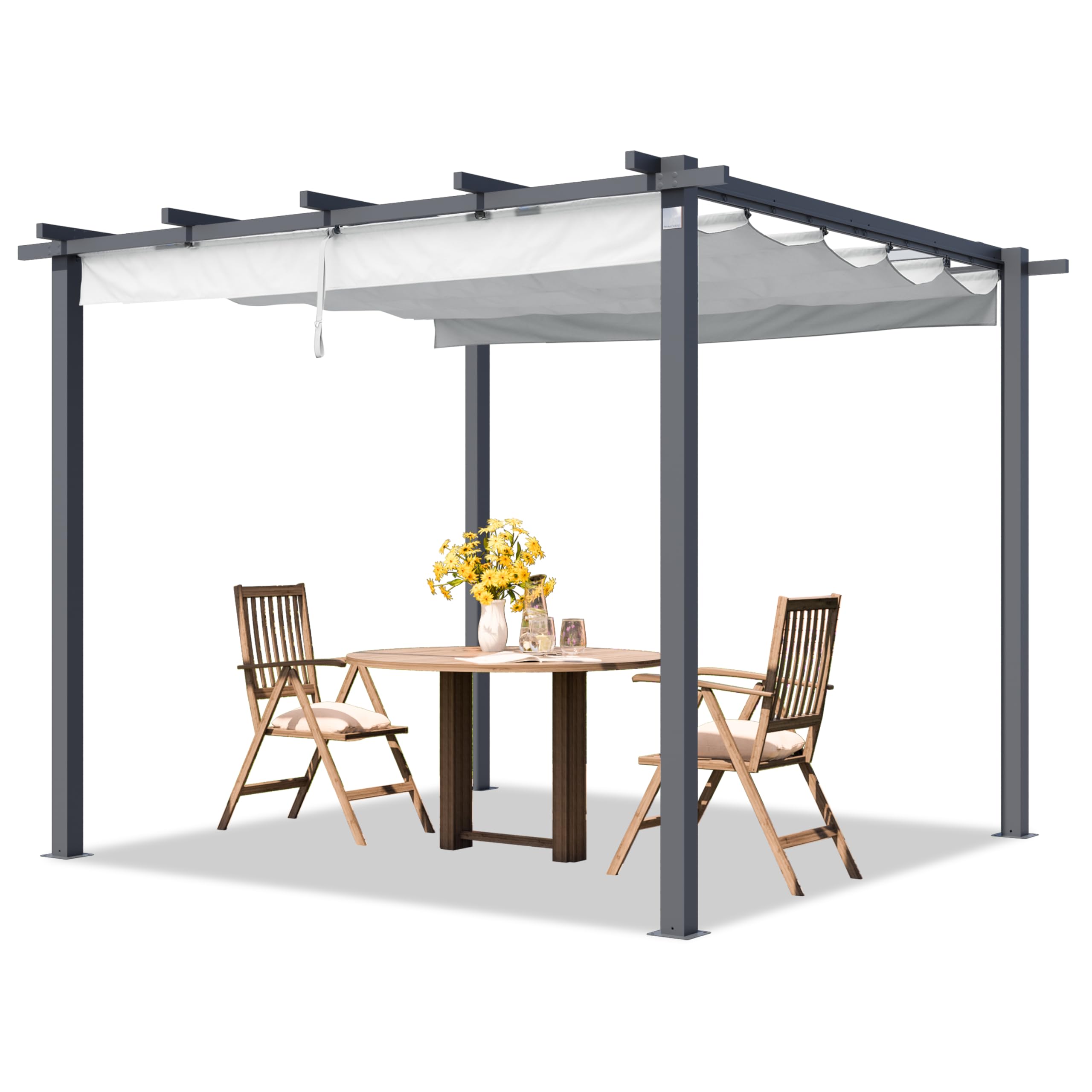PRIMEYARD Pergola 3x3 m pavillon avec Toit rétractable Gris