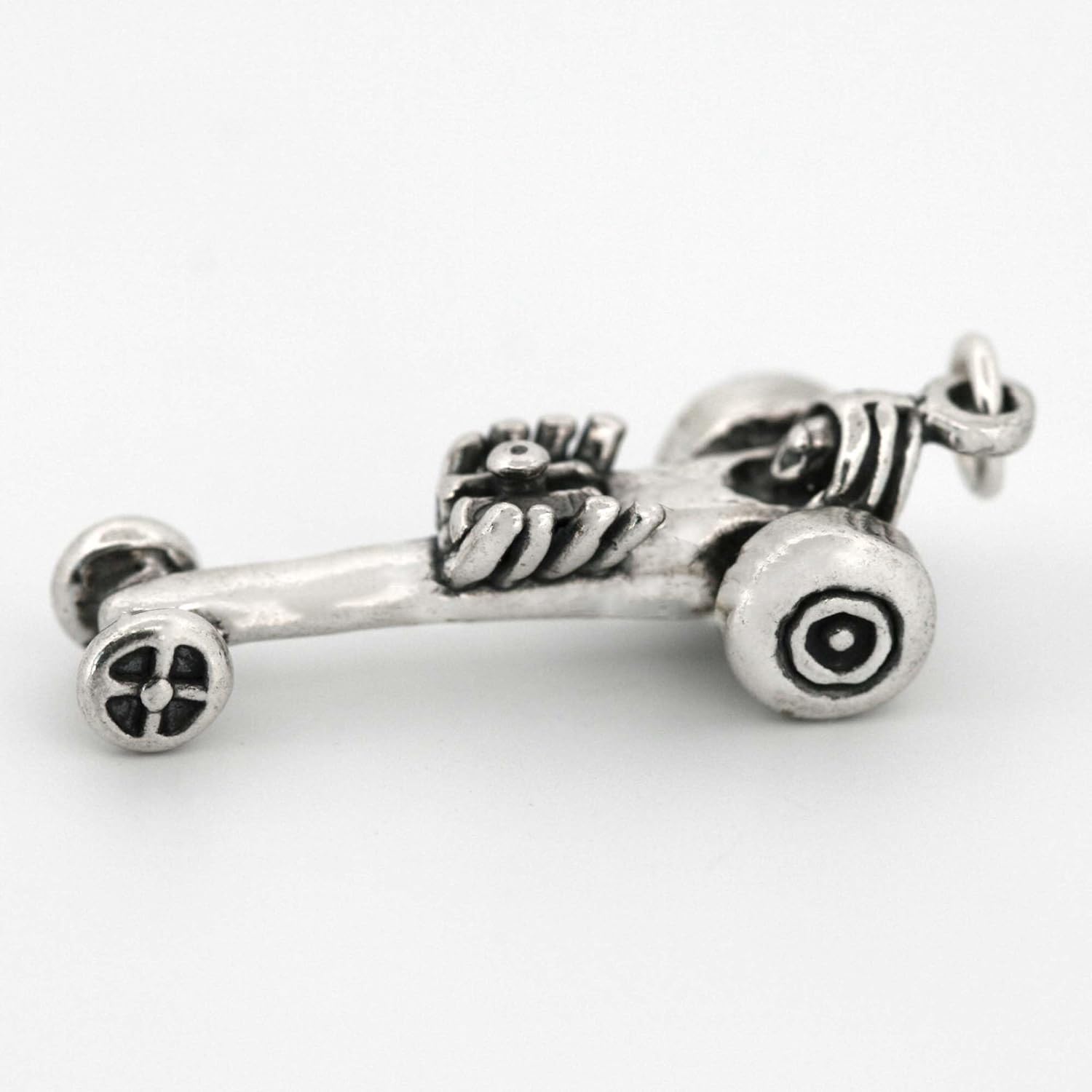 Drag Racing Race Car Dragster 3D 925 Solid Sterling Silver Charm Pendant Bracelet Jewelry Making Supply