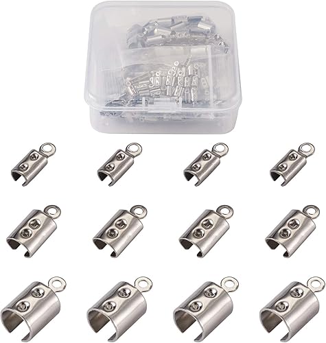 Miniatura 8 de Mega Pet 60 piezas de acero inoxidable plegables sobre los extremos del cable de engarzado dorado plegable de cuero puntas de cierre de cierre de