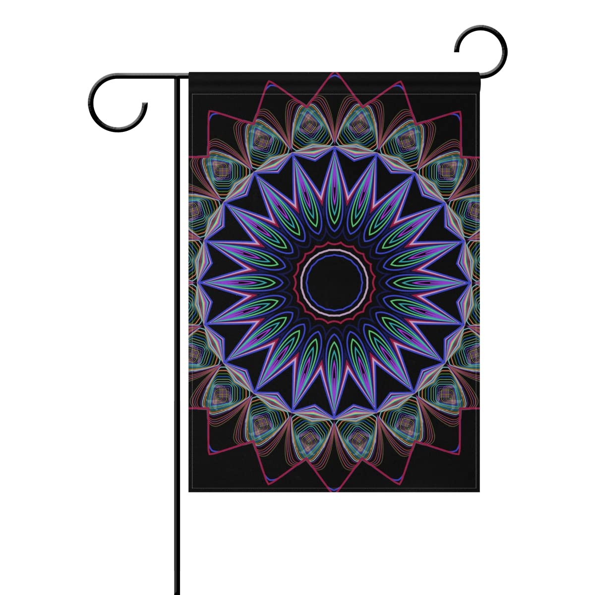 ZANHUGMI Prismatic Mandala Line Art Design Bandera Jardín Premium Resistente al Mildio, Bandera de jardín