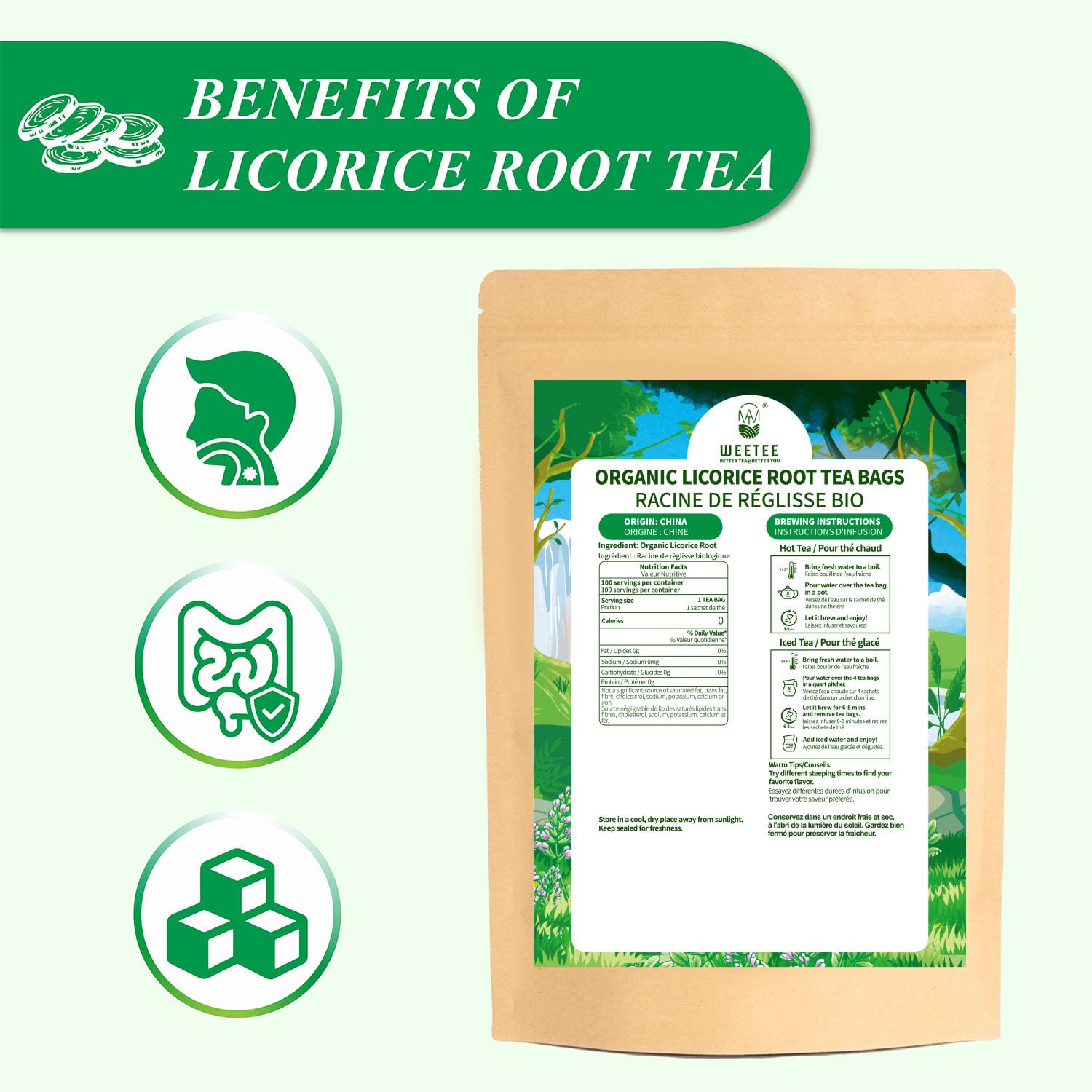  Organic Licorice Root Tea Bags 100 Count, Naturally Sweet Herbal thumbnail