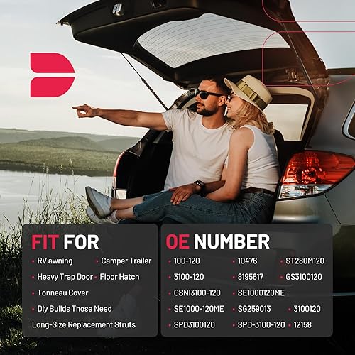 Miniatura 3 de BDFHYK ST280M120 - Amortiguadores de gas de 28 pulgadas, 535N120 libras, soporte de elevación para Leer Camper, cubierta trasera, tapa de recogida,