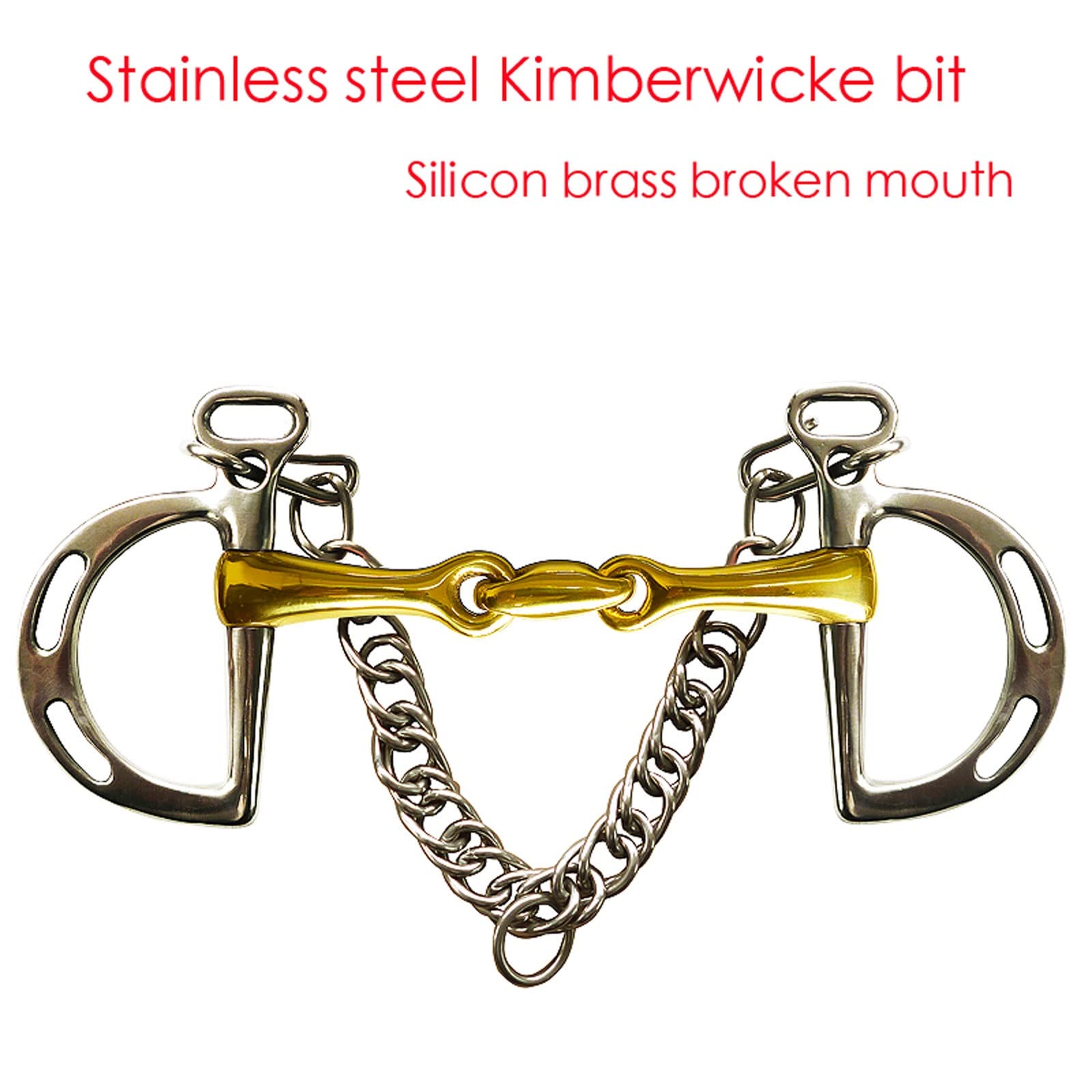 Wygwlg Rodillo de Boca de masticación de Caballo de bajo apalancamiento de Boca de Acero Inoxidable, Boca articulada sólida con Cadena de Gancho Binocular Caballo (Color : Silver, Size : 13.2cm)