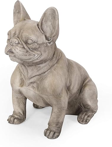 Christopher Knight Home Susan - Estatua de jardín de bulldog francés para exteriores, gris