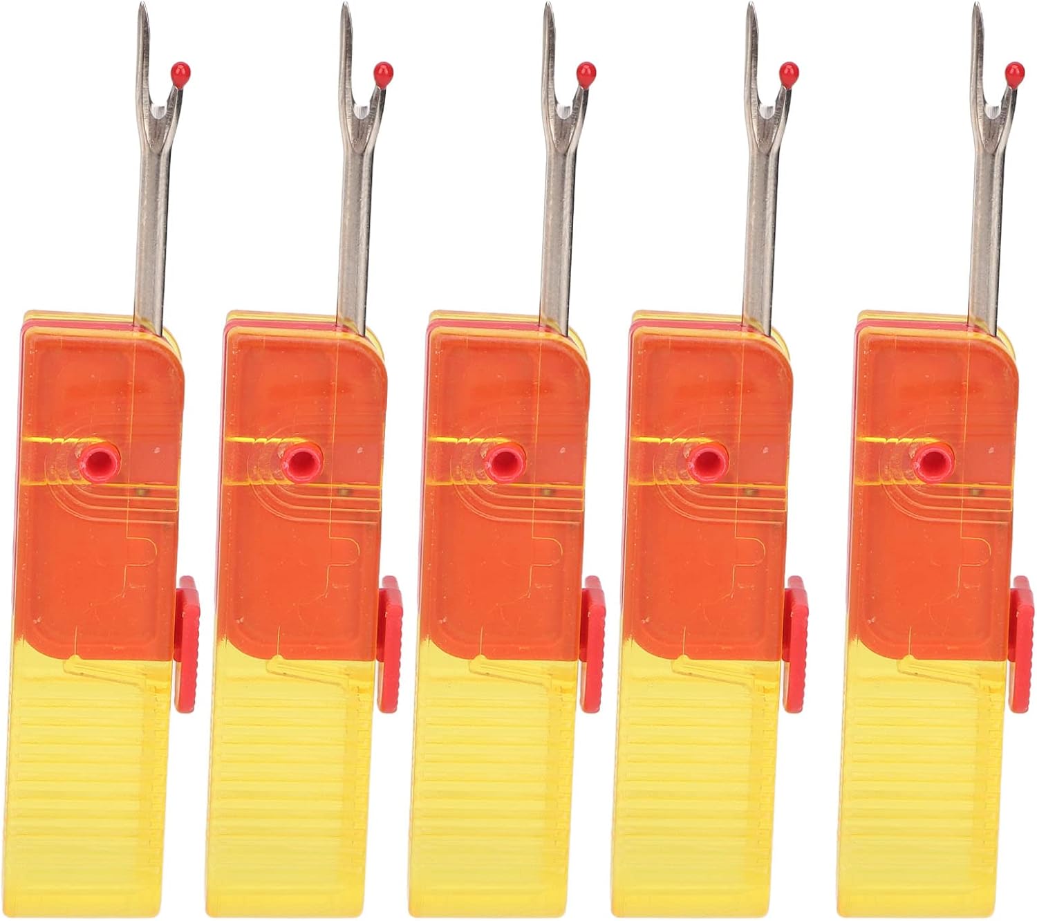5pcs Folding Seam Rippers Steel Portable Thread Remover Seam Rippers Tool with Clear Hat for Sewing Crafting Yellow