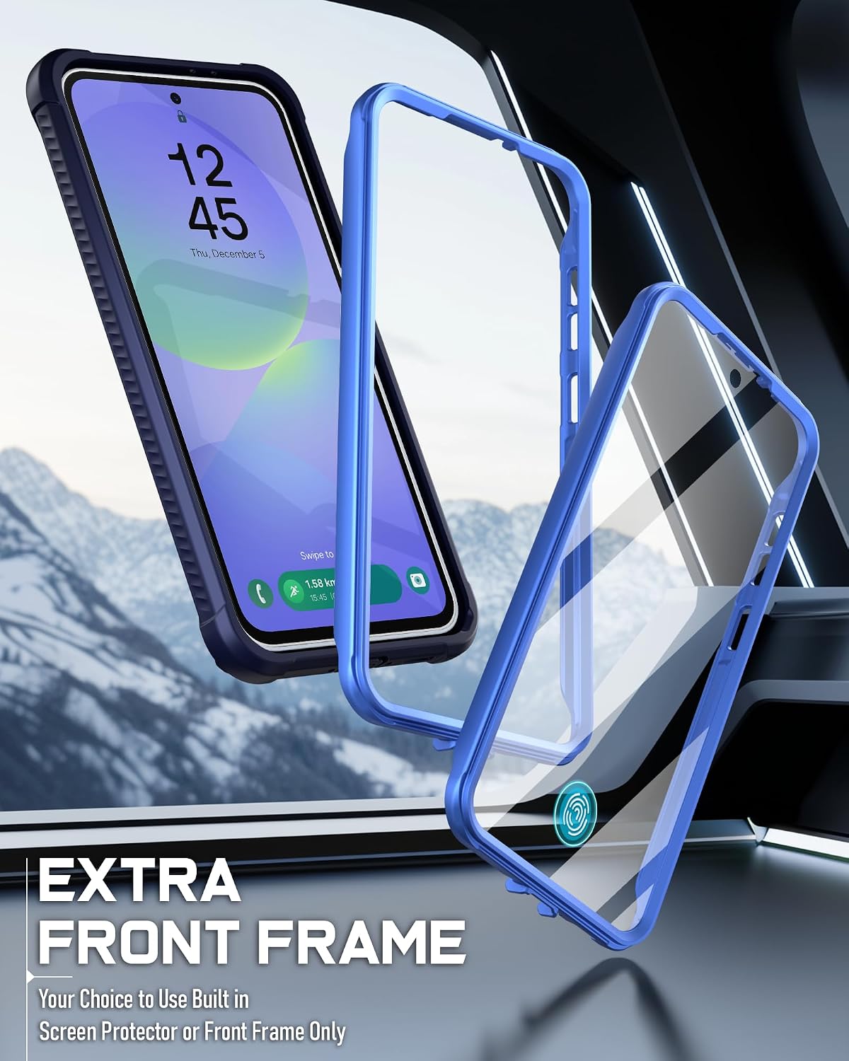 Poetic Guardian Case for Samsung Galaxy A36 5G, [2 Front Frame] [20 FT Mil-Grade Drop Tested] [Screen Protector Work with Fingerprint ID] Full Body Shockproof Rugged Clear Cover, Blue/Clear