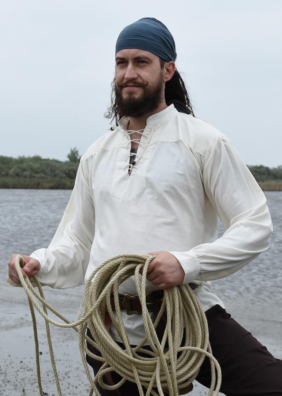 Battle-Merchant Medieval Shirt Ludwig – Cotton Tunic with Lace-Up Neckline, LARP, Viking & Renaissance Costume - Image 6