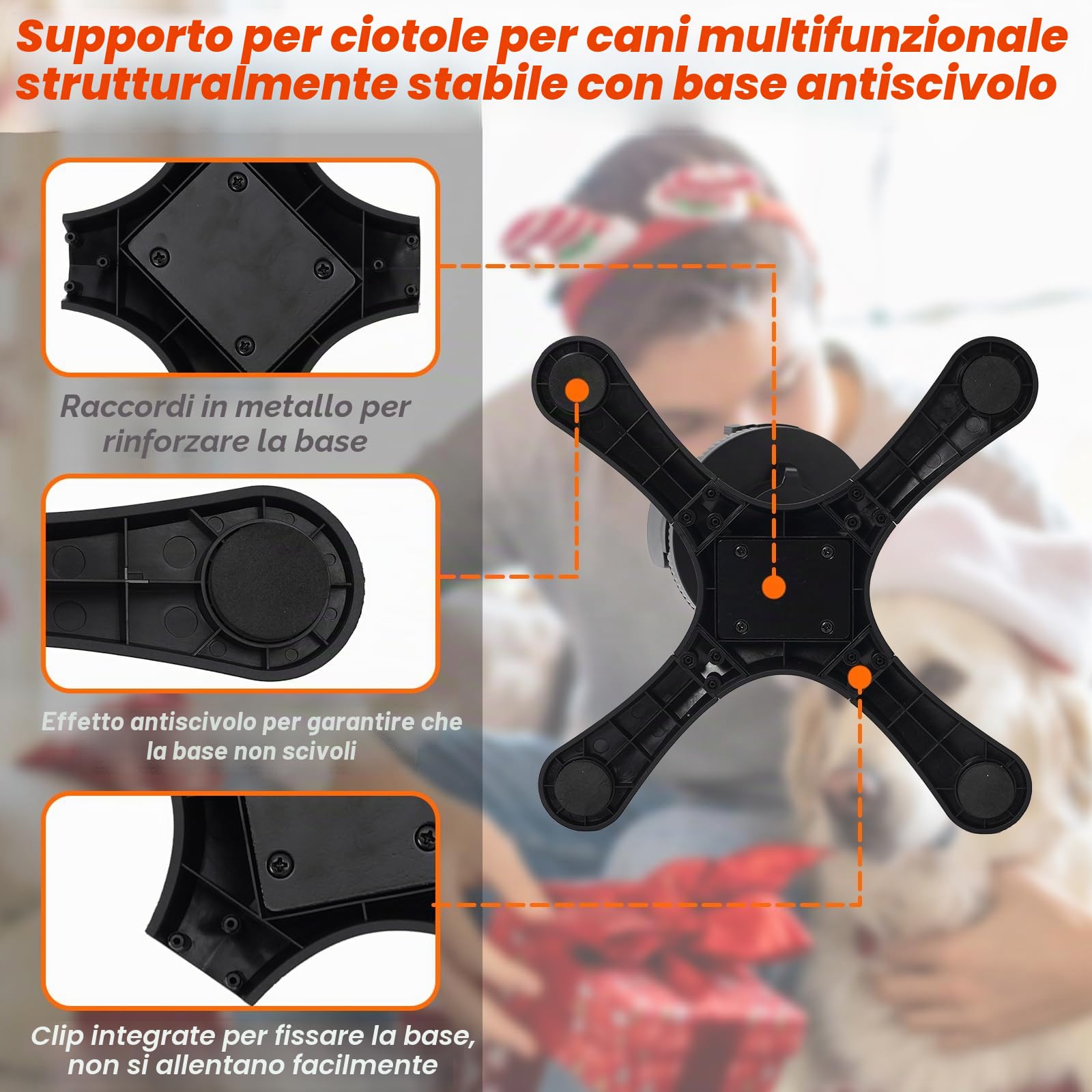 Ciotole Rialzate per Cani Grandi, Porta Ciotole per cani, 3 Altezze & Angoli Inclinazione, Compatibile Con Ciotole In Acciaio Inossidabile & Per cani Medi E Grandi
