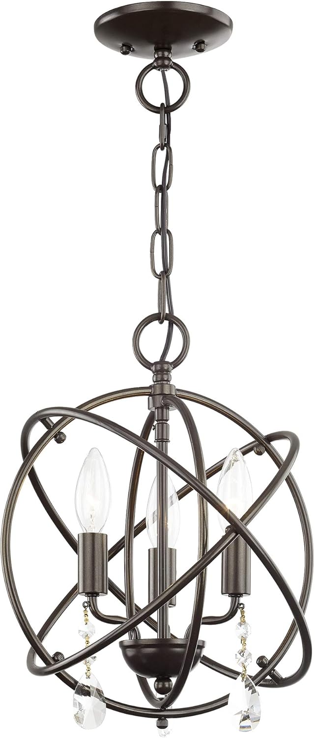 Livex Lighting 40903-92 Aria 3 Light Ebz Mini Chandelier/Flush Mount, 12" x 12" x 14.25", English Bronze