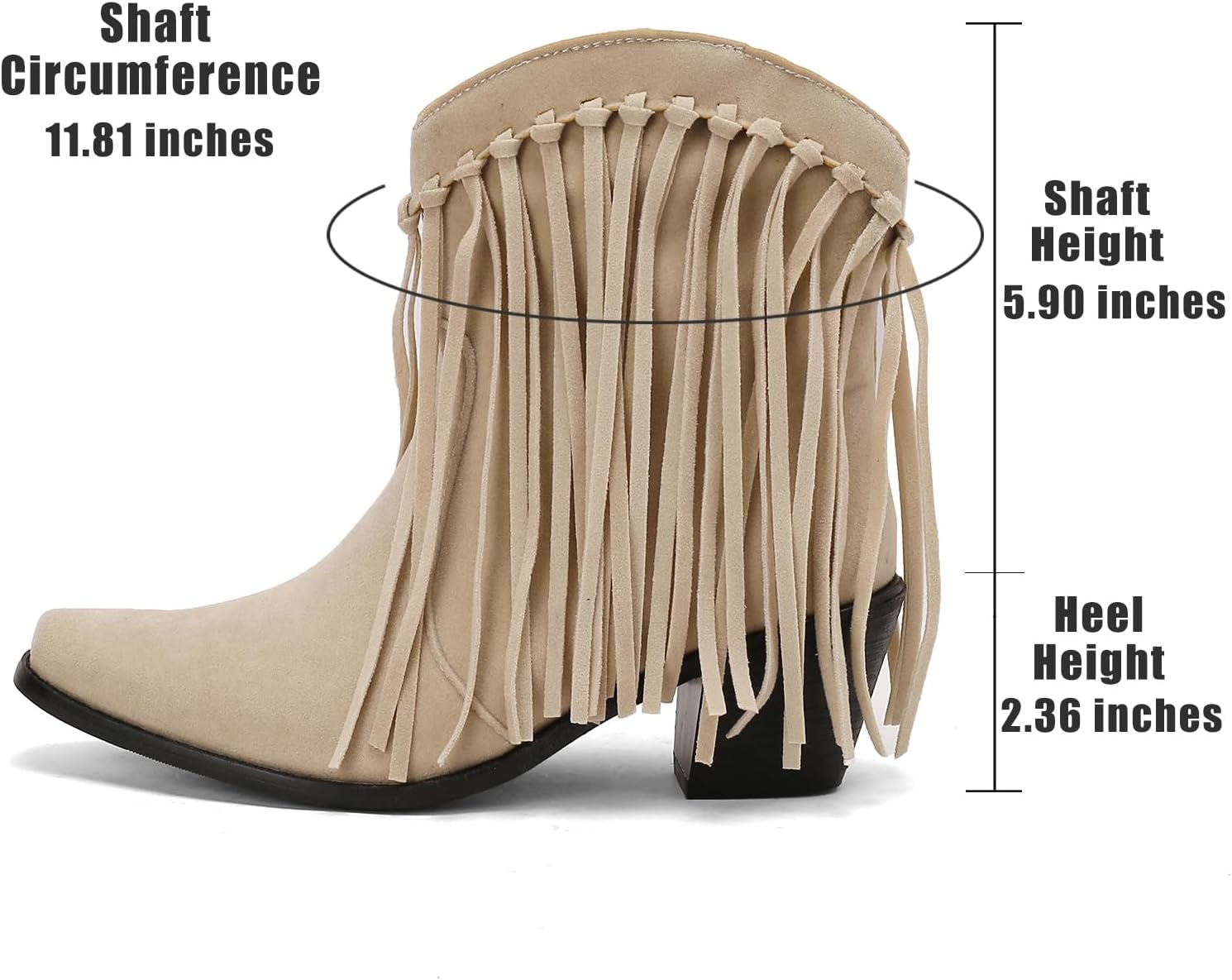 Seborluys Fringe Ankle Cowboy Boots for Women Pull on Fringe Short Cowgirl Booties Western Fringed Tassel Ankle Boots - Image 5