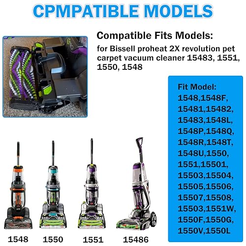 Miniatura 3 de Paquete de 3 correas de vacío de repuesto para limpiador de alfombras Bissell ProHeat 2X Revolution para mascotas, correas de repuesto para