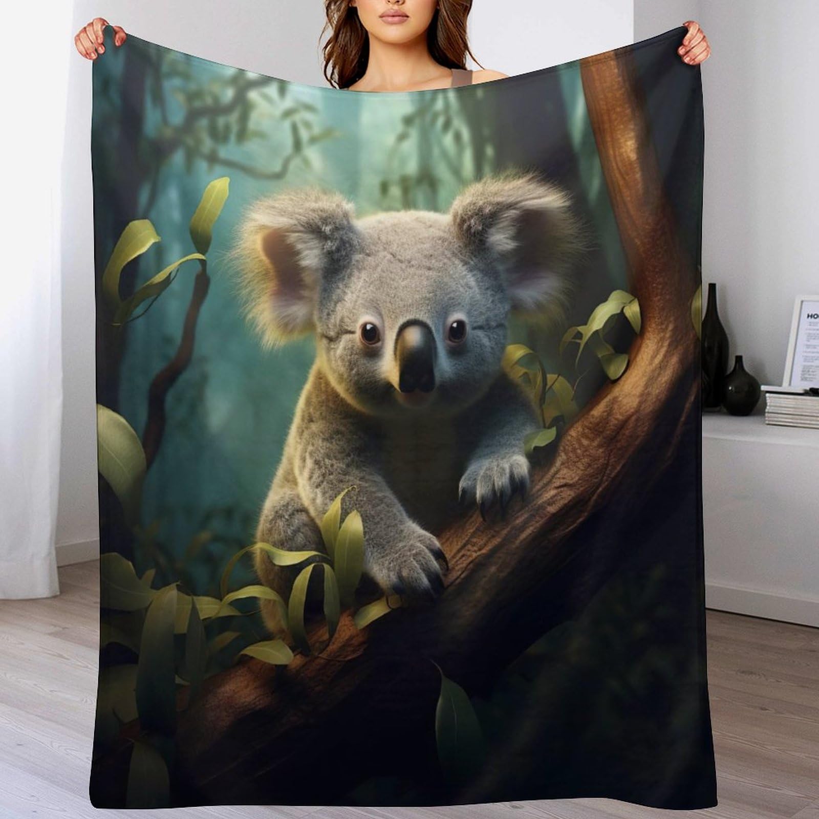 Couverture koala anti-froid en flanelle douce pour réchauffer petits et grands