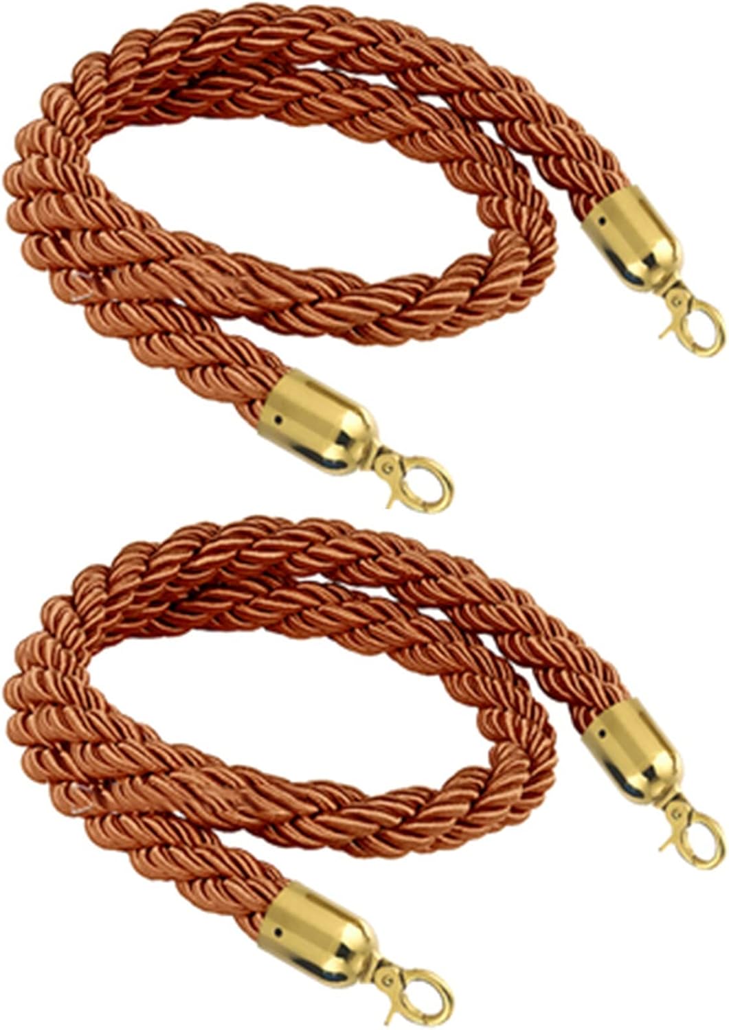 Queue Barrier Ropes with Gold Hooks, Braided Hemp Rope Barrier for Queue Divider, Rope Safety Barrier 1/2/3M Crowd Control Stanchion Rope 3/4/5/7/8/9/10Ft, Twisted Hemp Ropes Queue Line Barrier