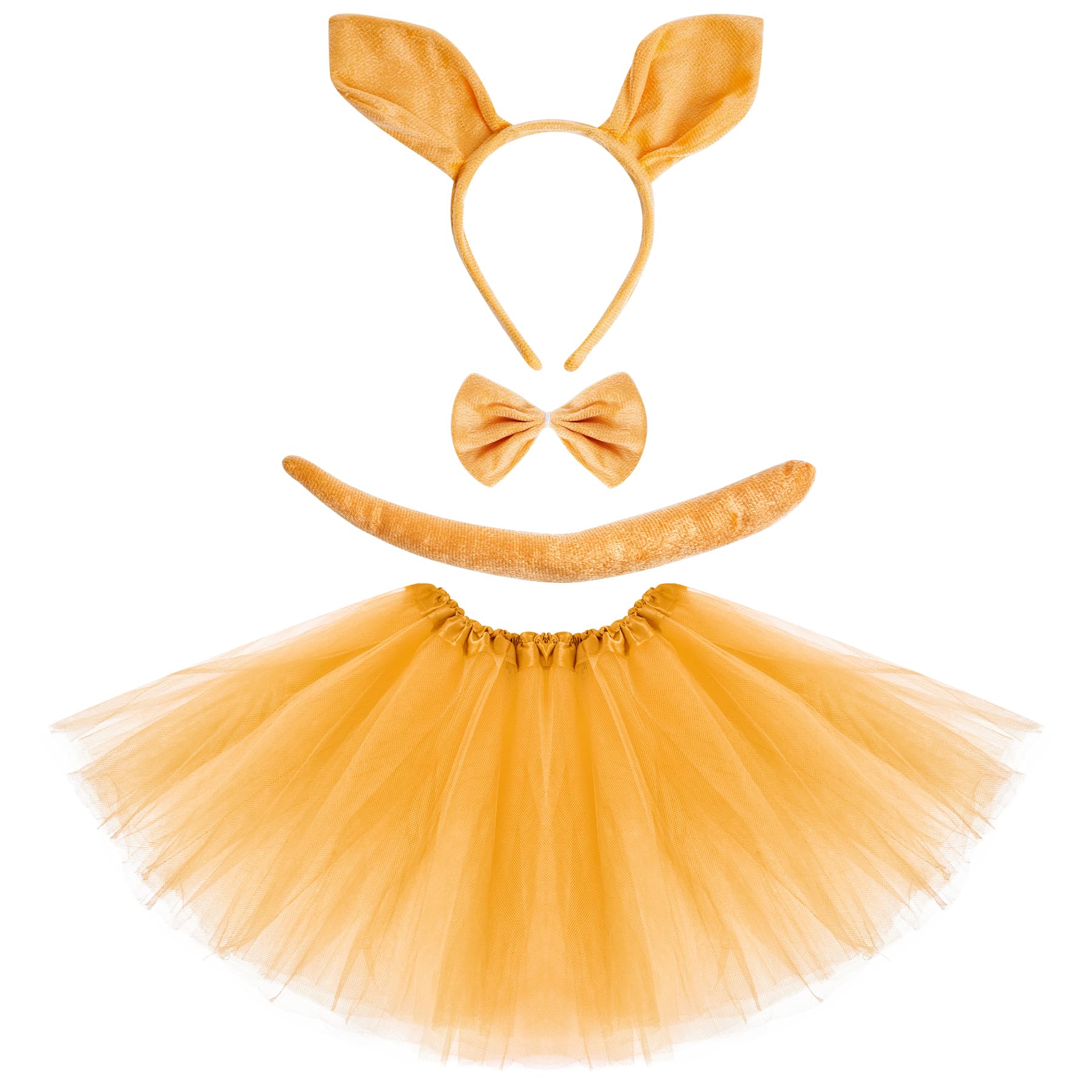 JmkcozKangaroo Animal Costume Tutut Set, Kangaroo Ears Headband Tail Bowtie Tutu Skirt for Halloween Cosplay Dress Up Carnival Party Favor