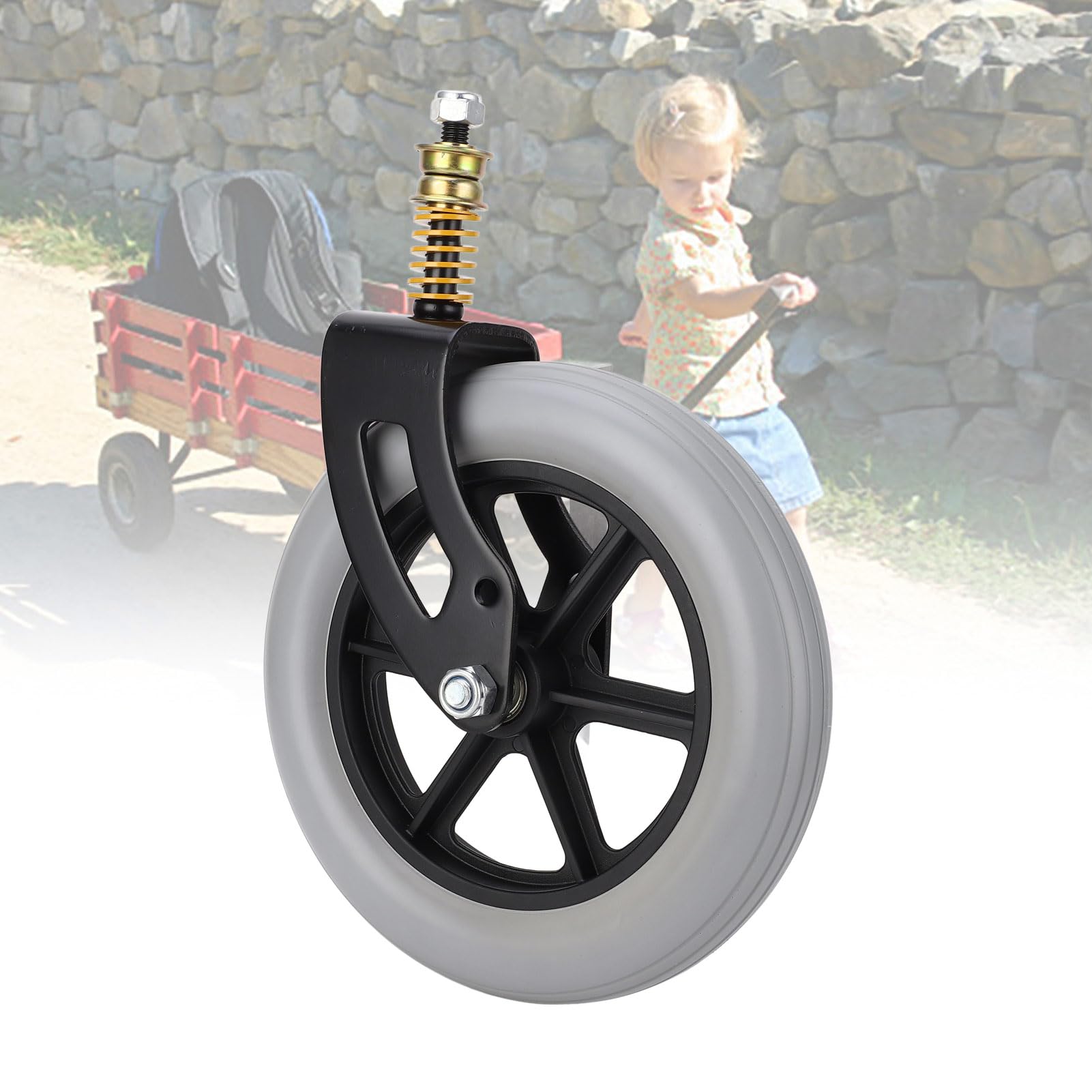 Jeffergarden Conjunto de Ruedas Delanteras de Repuesto para Silla de Ruedas, Buje de PU Universal, Resorte Amortiguador, Piezas de Repuesto para