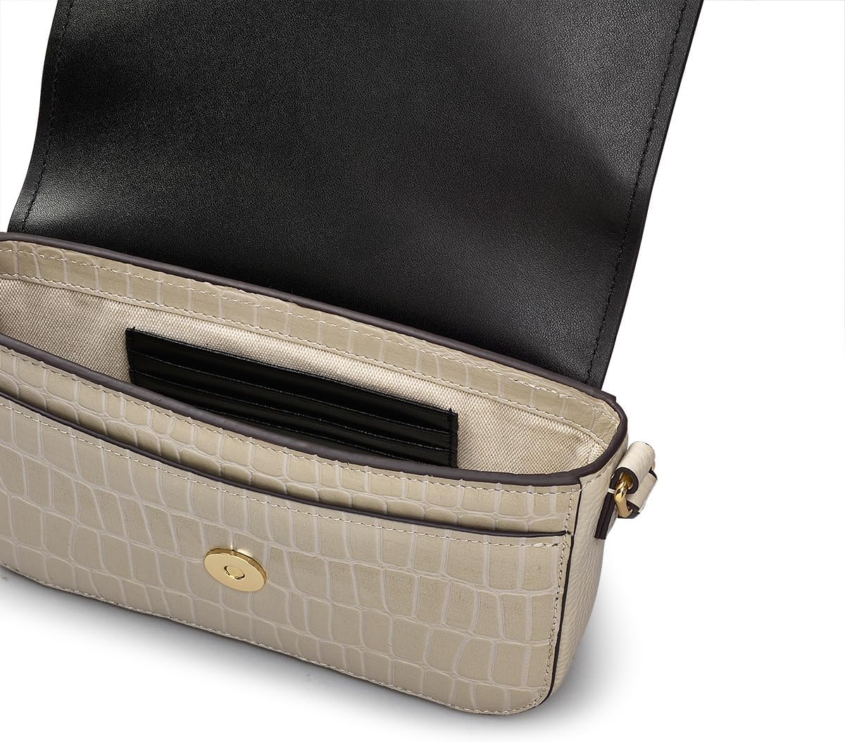 RADLEY London River Road Faux Crocodile Women's Mini Leather Flapover Phone Crossbody Bag, Pumice