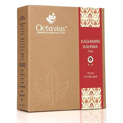 Octavius | Kashmiri Kahwa Green Tea - 100 Gm (50 Cups) | 100% Natural Ingredients | Loose Leaf | Saffron, Cinnamon Carda