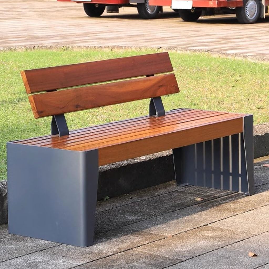 Patio Benches for Outdoors Leisure Seat Outdoor Rest Bench with Backrest Square Community Solid Wood Park Chair Garden Benches for Outdoors